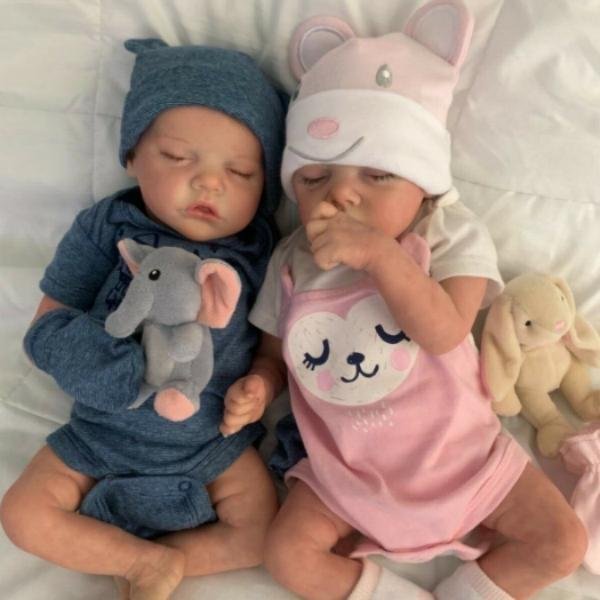 Rbgdolls® Super Trending 12'' Real Lifelike Realistic Twins Boy and Girl Katelyn and Cameron Reborn Baby Doll