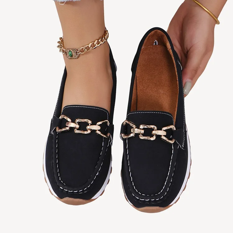 Orthopedic Suede Loafers Women Chain