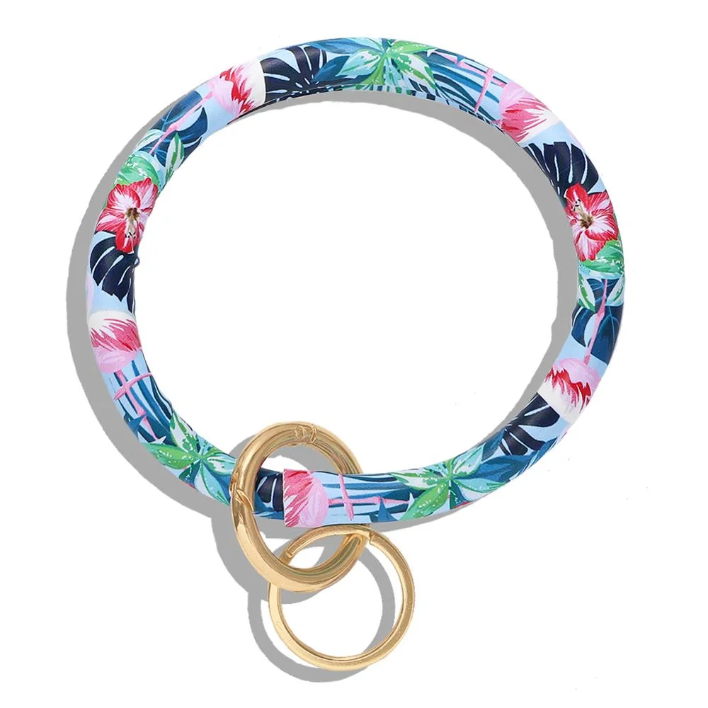 Dvacaman Hot Sale Big O Shaped Silicone Loop Wrist Key Ring Keychain with Gold O Clasp Round Key Wrist Strap Accessory Wholesale