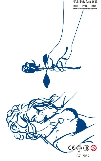 Temporary Waterproof Tattoo Stickers Seductive Snake Flower Ink Lasting Sexy Girls Arm Chest Waist Buttocks Realistic Fake Tatoo