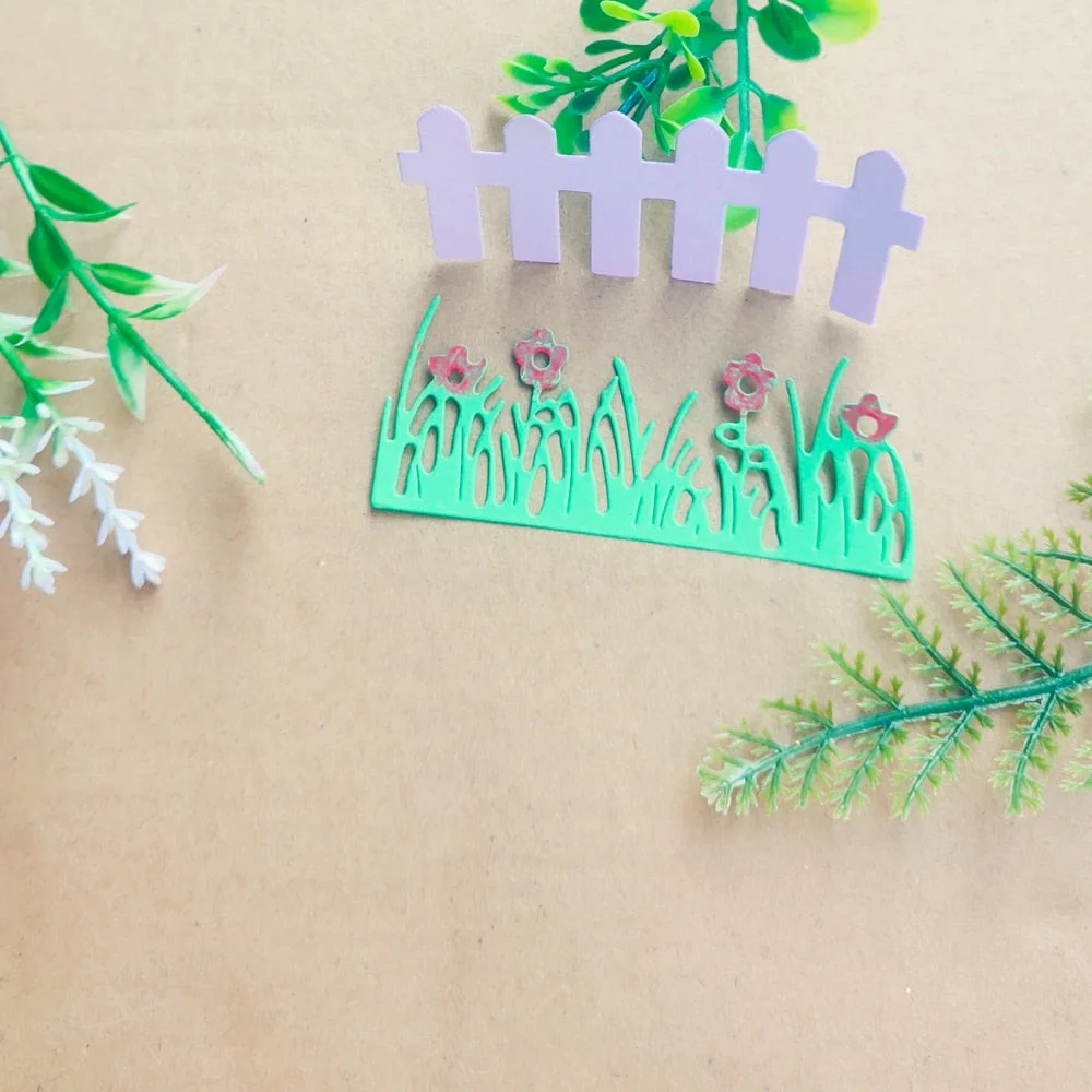 Fence green grass flower accessories decoration card metal cutting die stamping die scrapbook scrapbook paper process template D