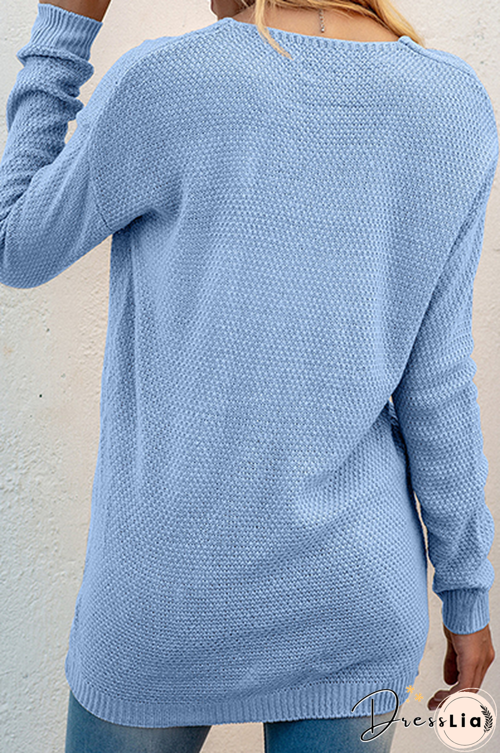 Casual Solid Split Joint Slit V Neck Tops