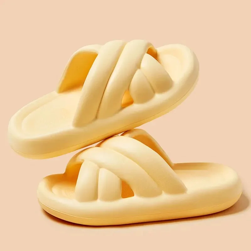 Zhungei Soft Sole Pillow Slides for Women Summer 2024 Fashion Thick Platform Cloud Slippers Woman Flat Non Slip Flip Flops Sandals