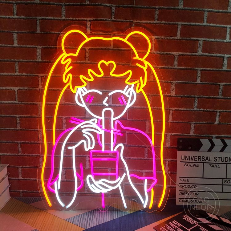 Pretty Girl Custom Neon Sign Anime LED Night Light Sign Wall Decor Bedroom ,Game Room Decoration,Gift for Her Large LED light decor