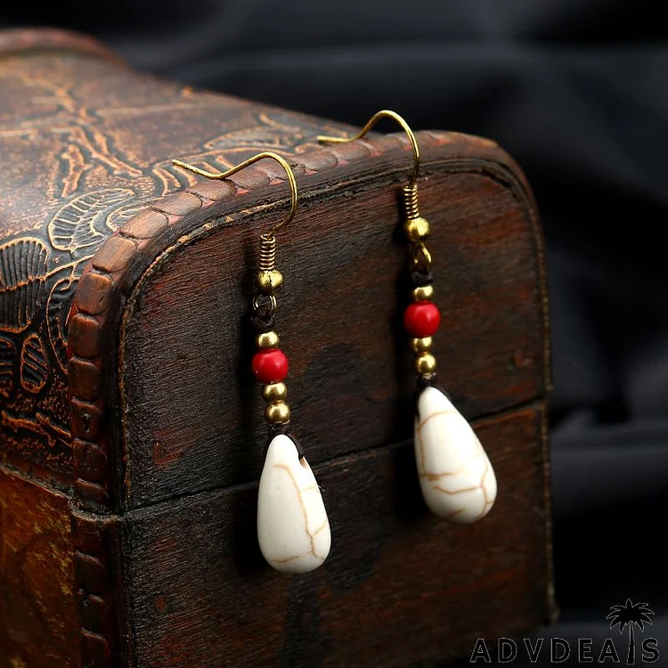 Women's Vintage Boho Semi-Precious Stone Water Drop Drop Earrings