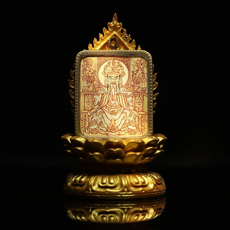 Thangka Buddha Hand-Painted Gold  Wealth and Protection Dragon WuYe Square Thangka
