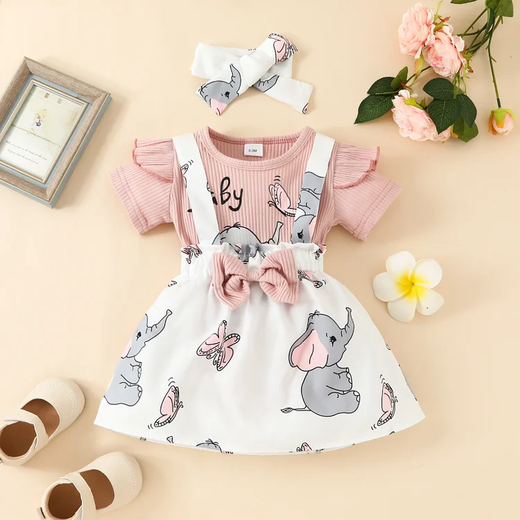 Baby Ruffle Romper & Suspender Dress Set