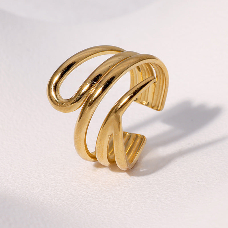 Minimalist Cold Style Open Ring Geometric Irregular Personality Stainless Steel Ring For Women