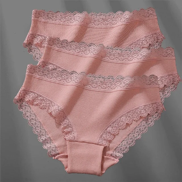 3PCS/Set Women's Cotton Panties Sexy Lace Lingerie Female Soft Underwear For Girls Ladies Underpants Floral Briefs Woman's panty