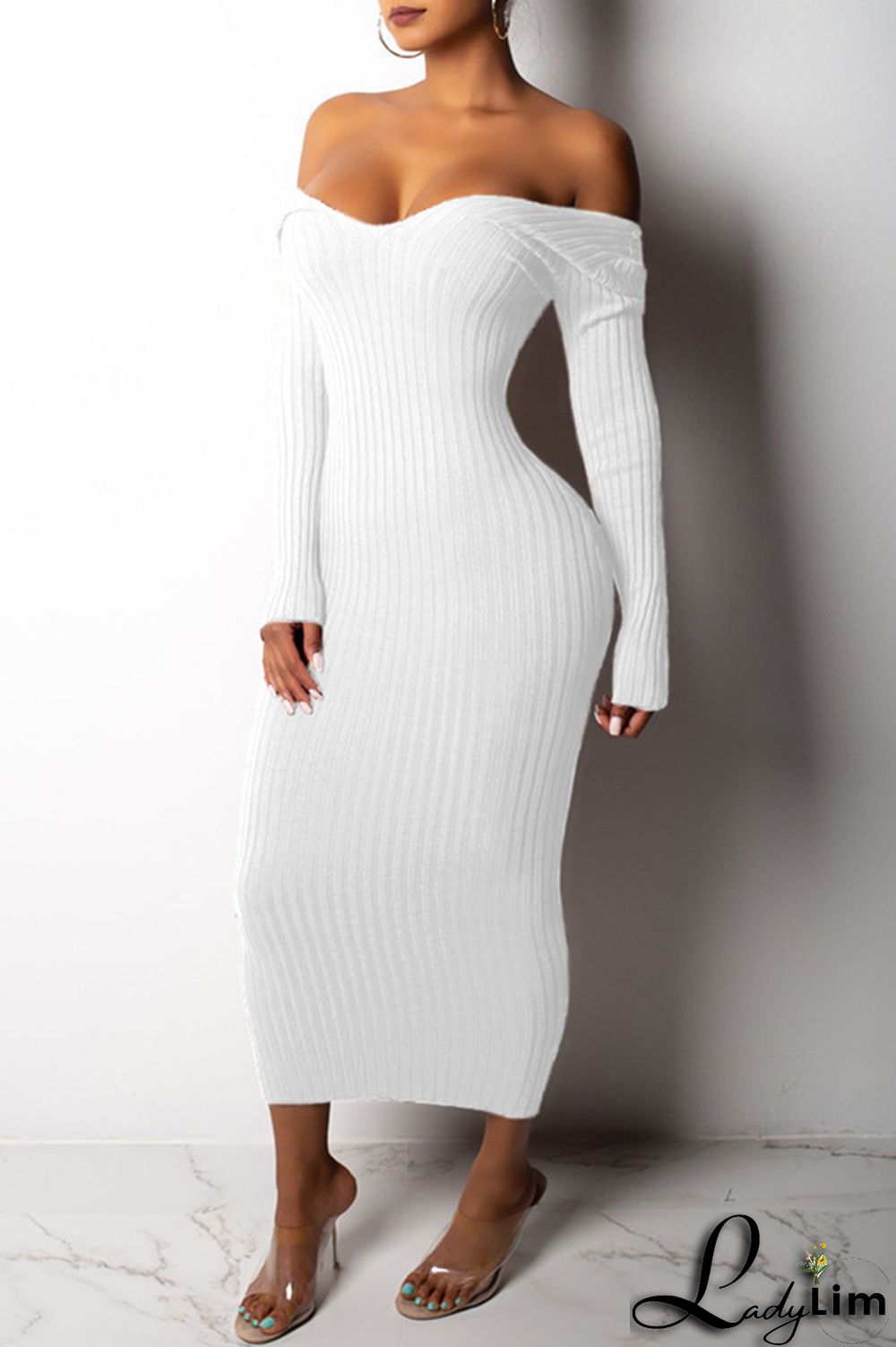 Black Fashion Casual Solid Basic V Neck Long Sleeve Dresses