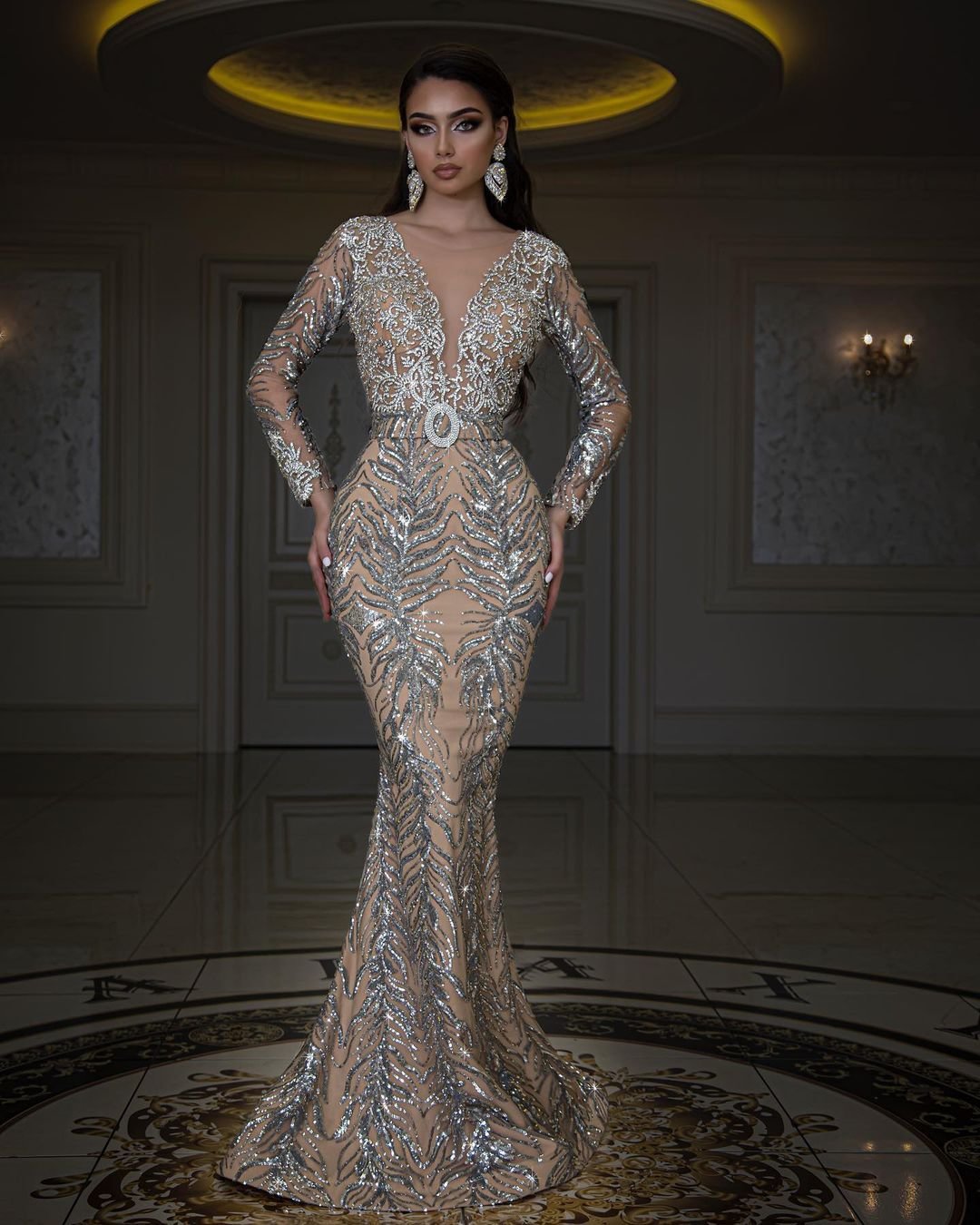 deep v mermaid gown