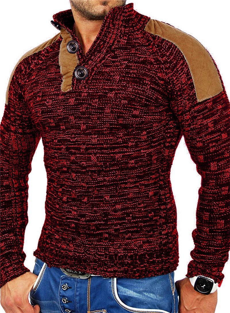 Men's Stand Collar Suede Sweater