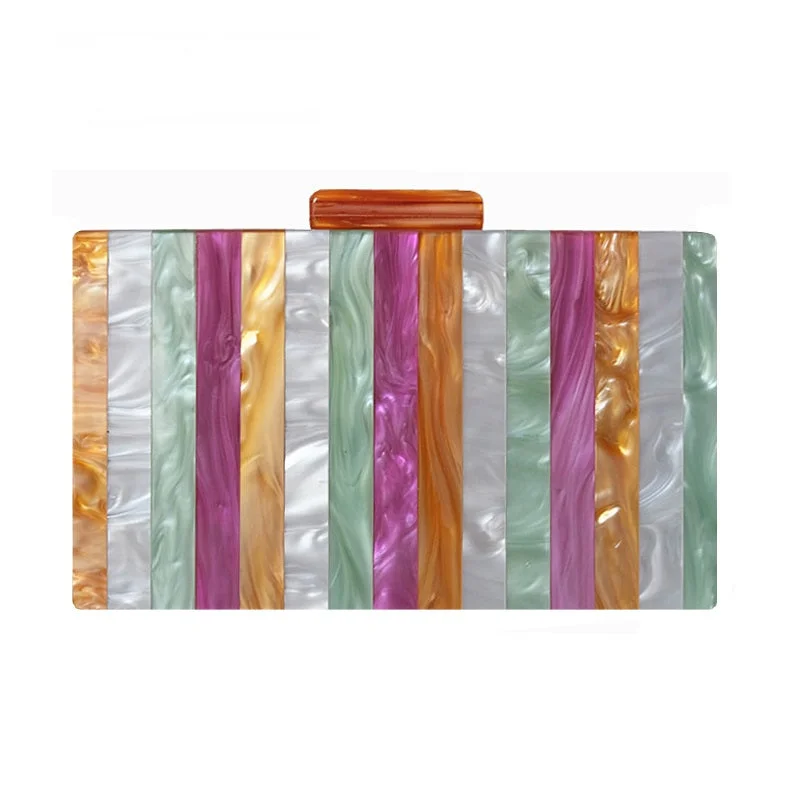 Colorful Patchwork Party Striped Woman Cute Casual Evening Bag-VESSFUL