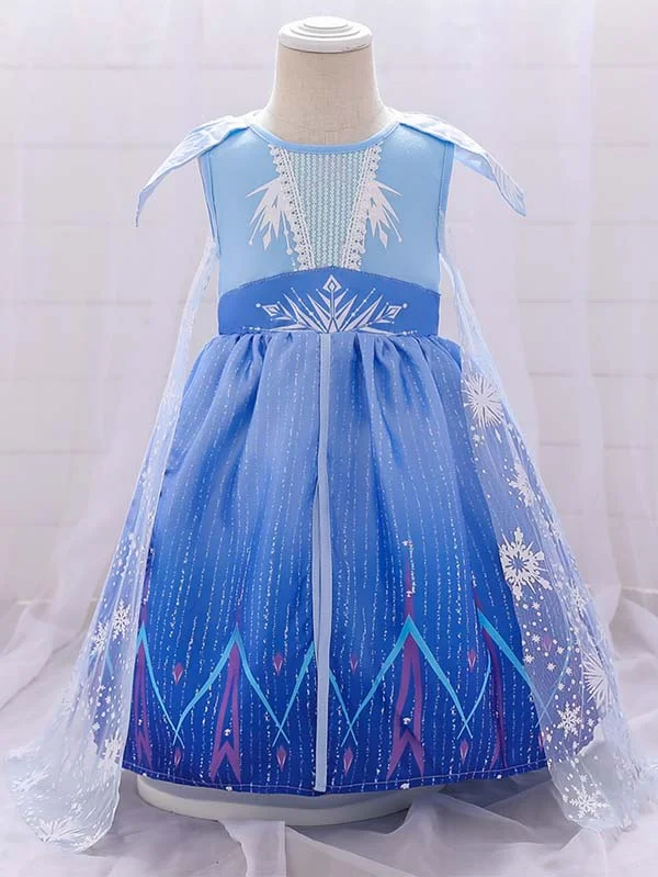 Girls Deluxe Frozen 2 Princess Elsa Dress Costume-elleschic