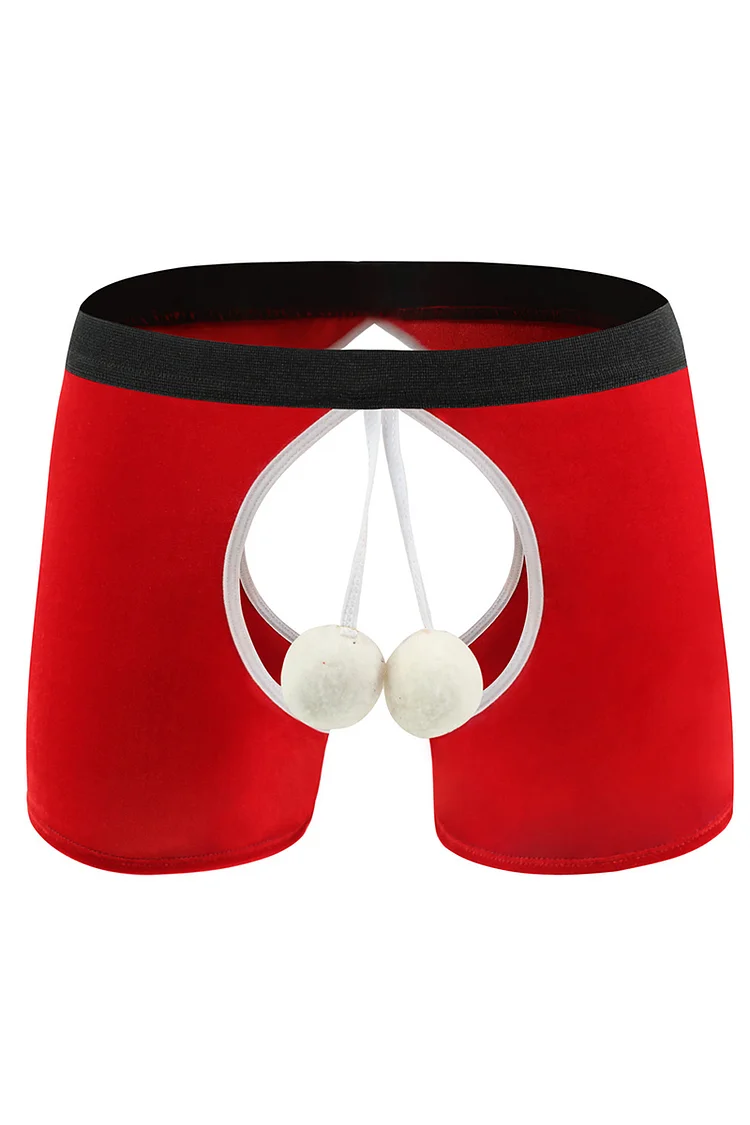 Ciciful Fluffy Ball Decor Crotchless Boxers