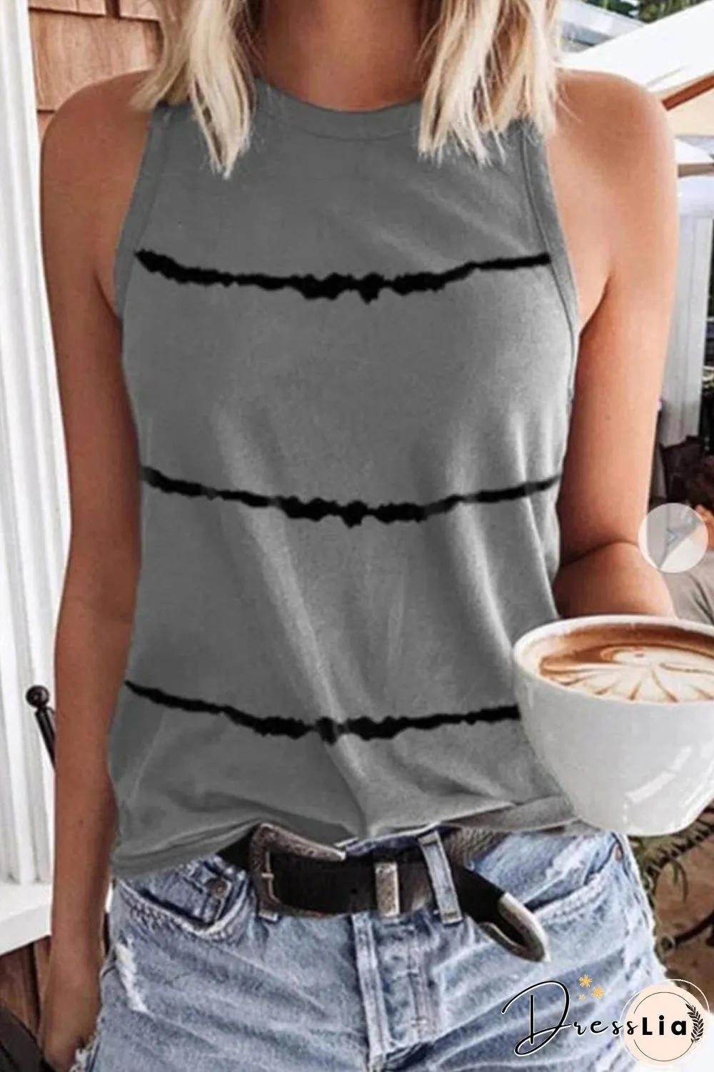 Round Neck Tie-Dyed Sleeveless Vest