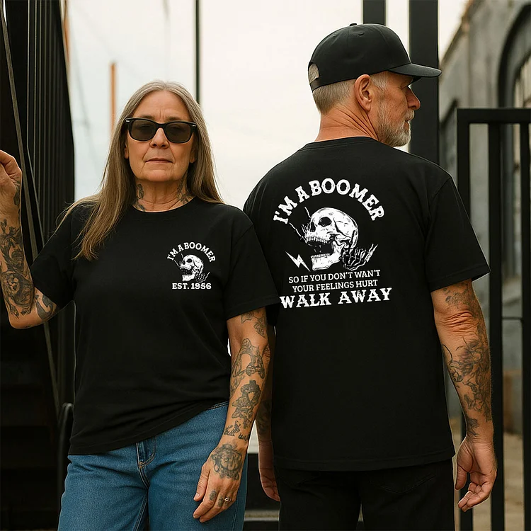 BOOMER Rock Skull T-shirt, Unisex Hoodie, Custom Year Of Birth Sweatshirt, I'm A Boomer, Walk Away T-shirt