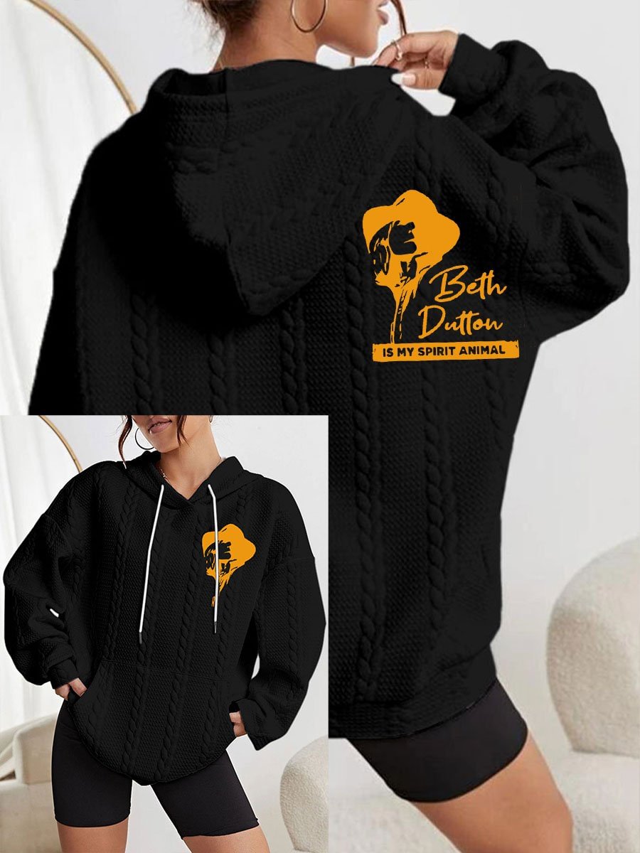Women's Dutton Beth Is My Spirit Animal Print Cable Hoodie