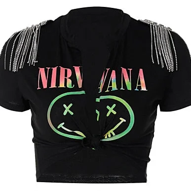 Hugcitar Short Sleeves Beading Appliques Graphic Print Crop Top Irregular Mini Dress 2 Pieces Set 2022 Summer Women Fashion Y2K