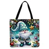 (US Only)4pcs Christmas Linen Tote Bag Handbag Large Capacity Women Shopping Shoulder Bag