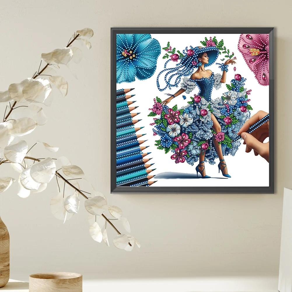 Diamond Painting - Partial Special Shaped Drill - Elegant Lady(Canvas|30*30cm)