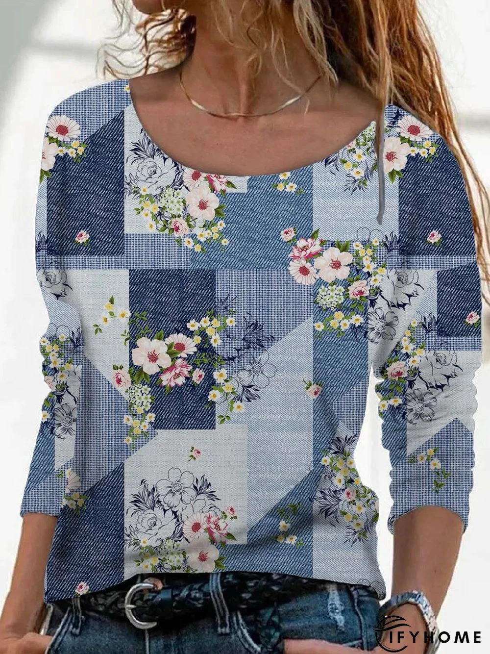 Floral Casual Crew Neck Jersey T-Shirt 2023 | IFYHOME