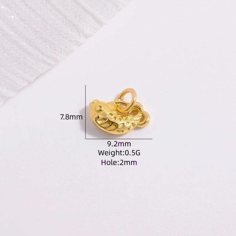 1 Piece 11.5*7.2mm 925 Sterling Silver 18K Gold Plated Petal Lotus Carp Pendant Jewelry Accessories