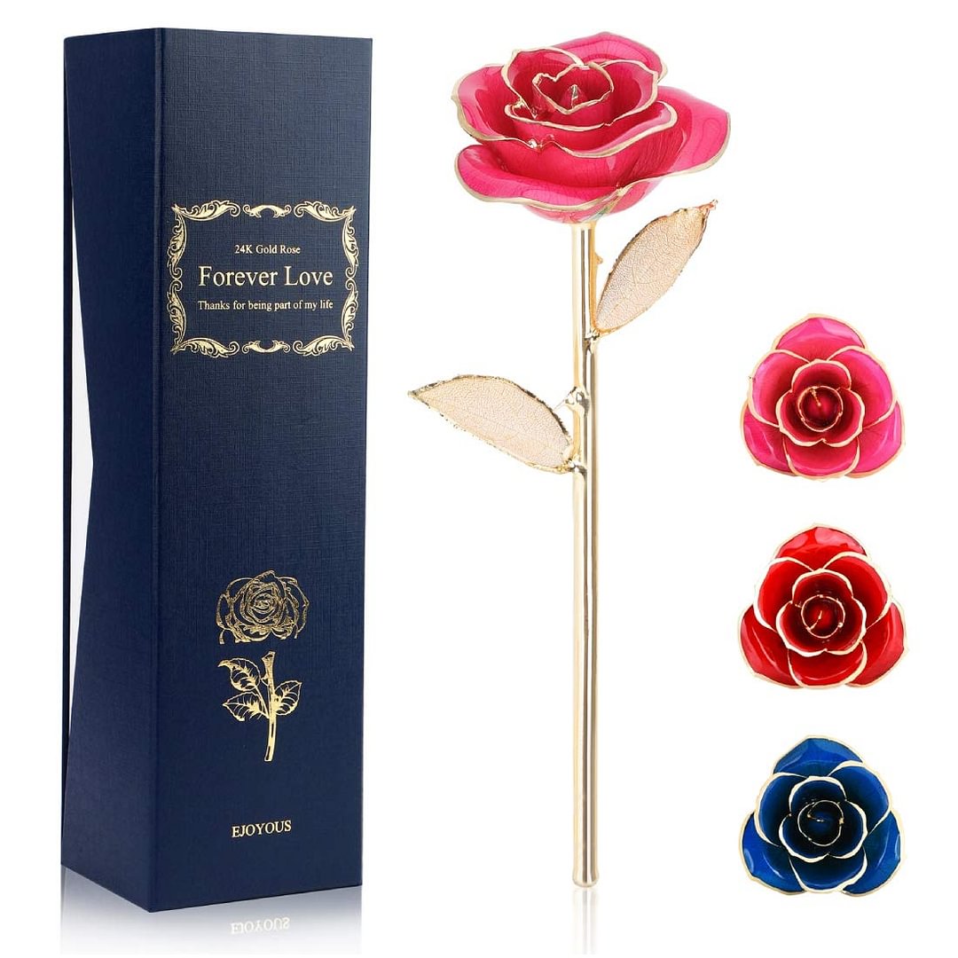 24K Gold Dipped Real Rose Flower, Golden Rose Gift for Best Friend Romantic Love Gift.