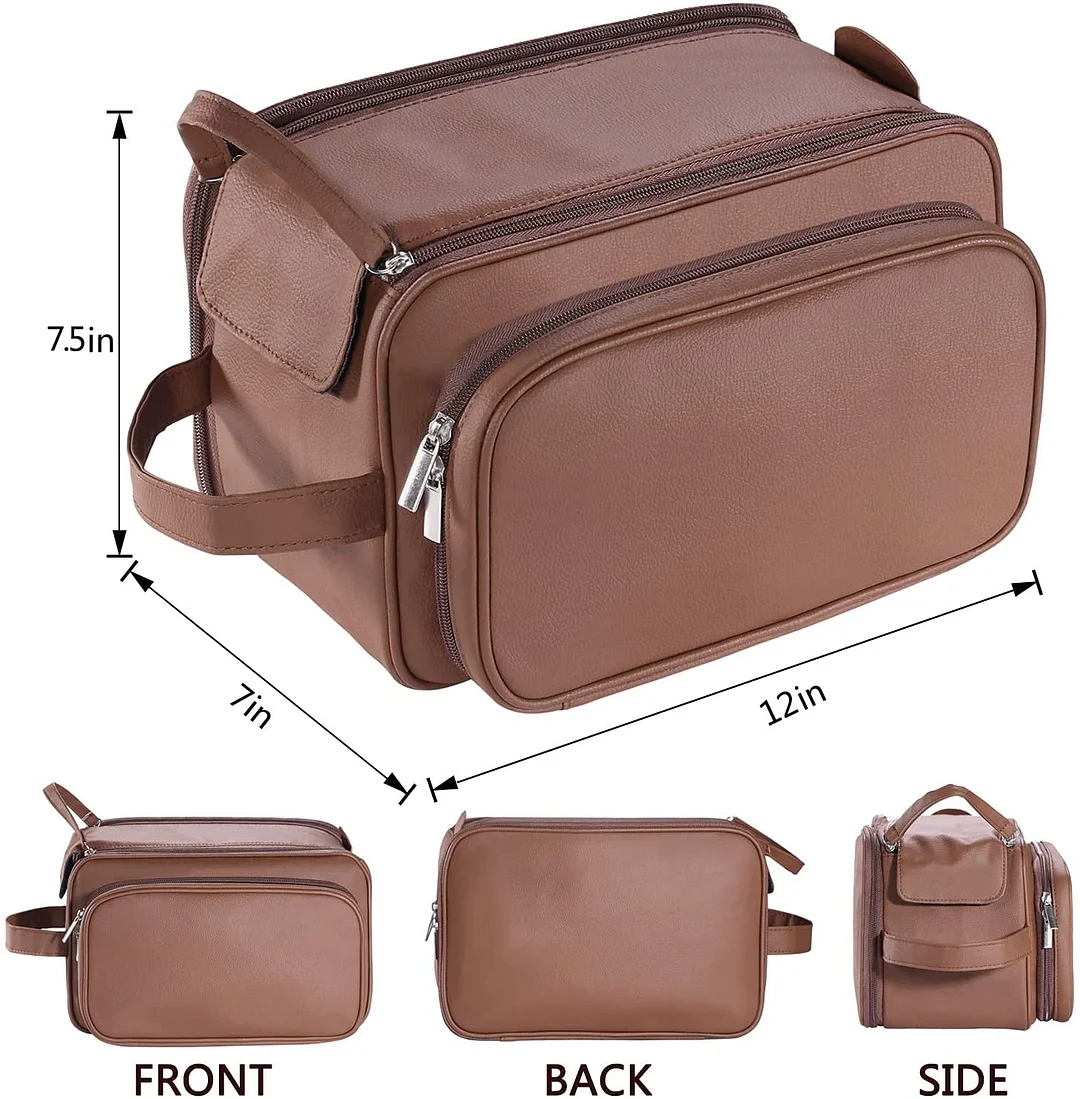 Large Toiletry Bag for Men, PU Leather Travel Toiletry Organizer