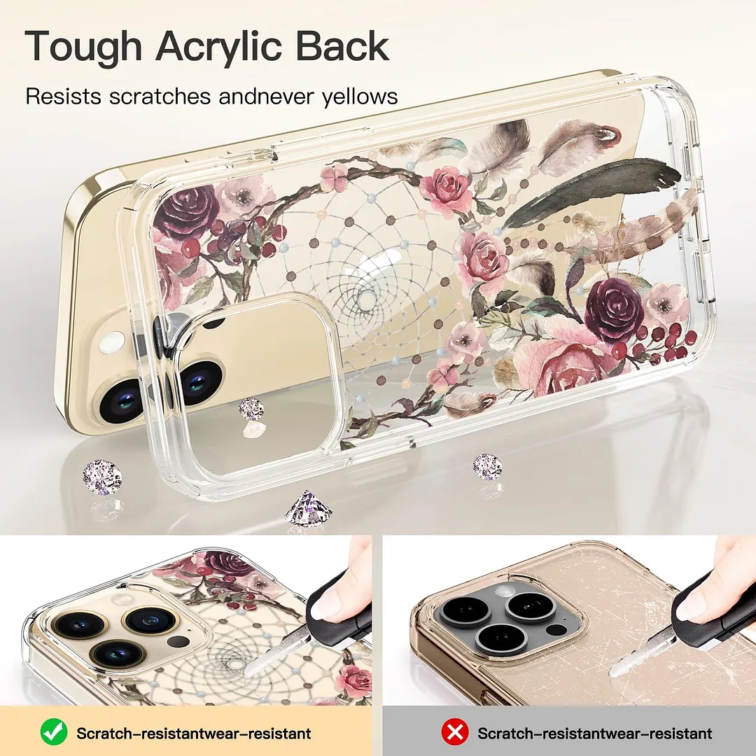 ProCaseMall iPhone 15 Pro Case Elegant Pink Blossoms
