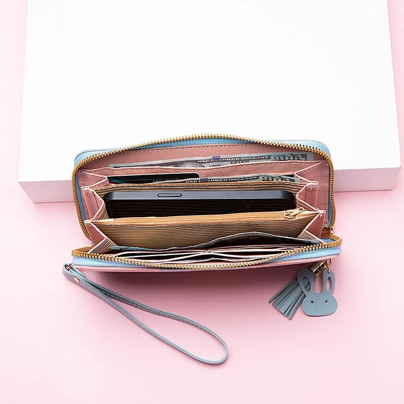 Fashion Wallet Long Girl Bag New Contrast Zipper Carry Wallet Card Bag