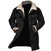Men's Vintage Suede Patchwork Lamb Fleece Multi-Pocket Reverse Collar Outdoor Jacket Coat by Inlyline