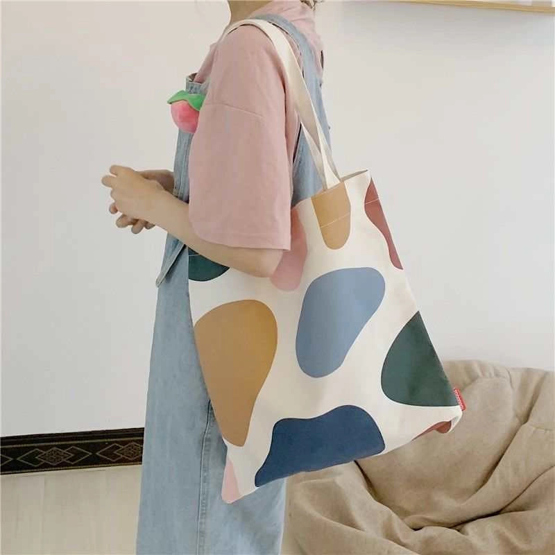 Unisex Canvas Fruit Streetwear Square Open Canvas Bag