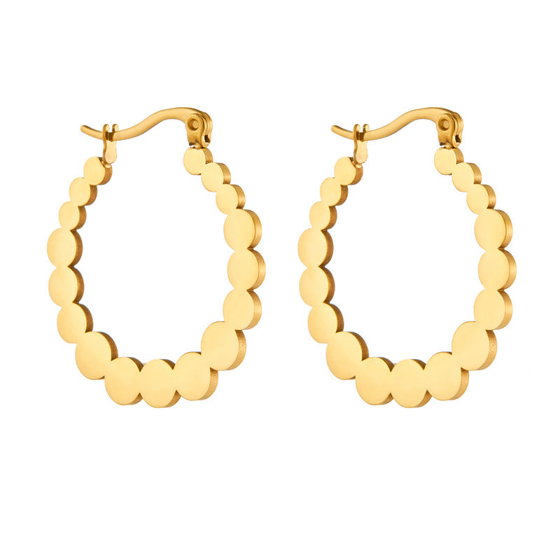 Fashion Round Geometric Stainless Steel Electroplating Earrings