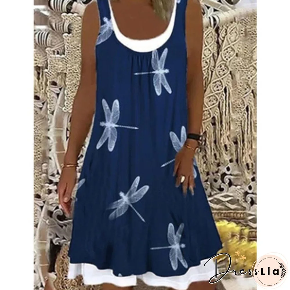 Women's Fashion New Spring Casual Temperament Suspender Type Sleeveless Round Neck A-line Skirt Dress