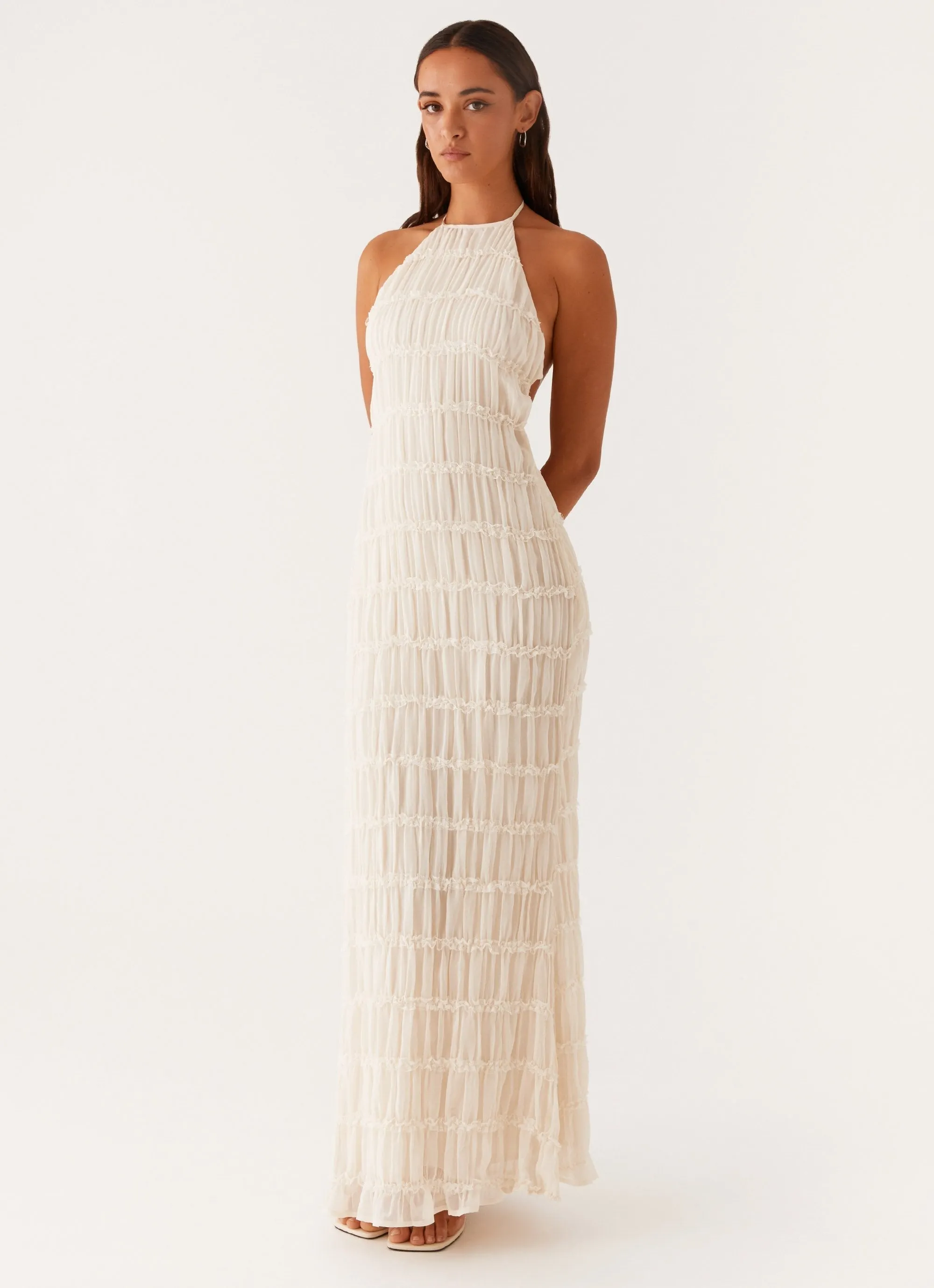 Damen Maxi-Kleid mit Halter-Ausschnitt und Texturstoff, elegant-83499-4038ce20-5559-4034-8927-20d0a63c0aa3