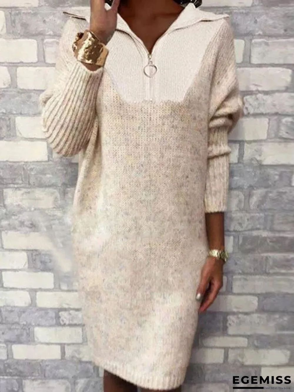 Knitted Plain Casual Knitting Dress | EGEMISS