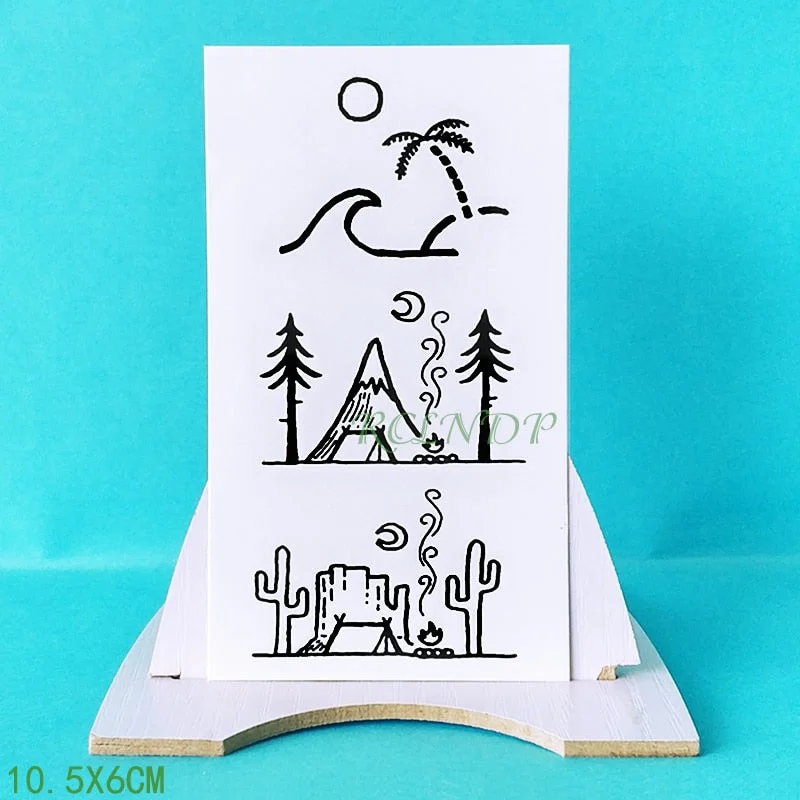 Waterproof Temporary Tattoo Sticker coconut tree Fake Tatto Flash Tatoo Tatouage Wrist Foot Hand For Girl Women Men