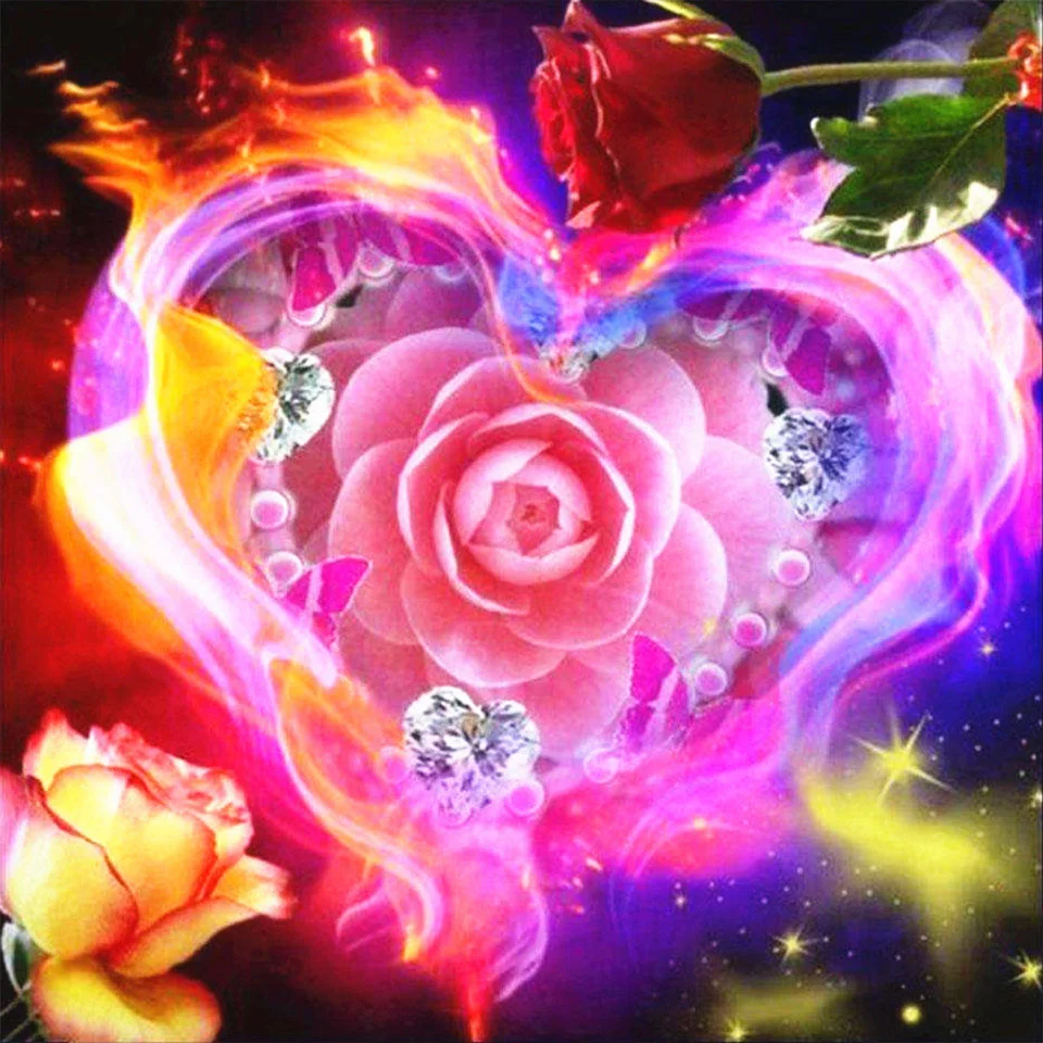 Diamond Painting - Full Round/Square Drill - Rose Heart(30*30 - 50*50cm)