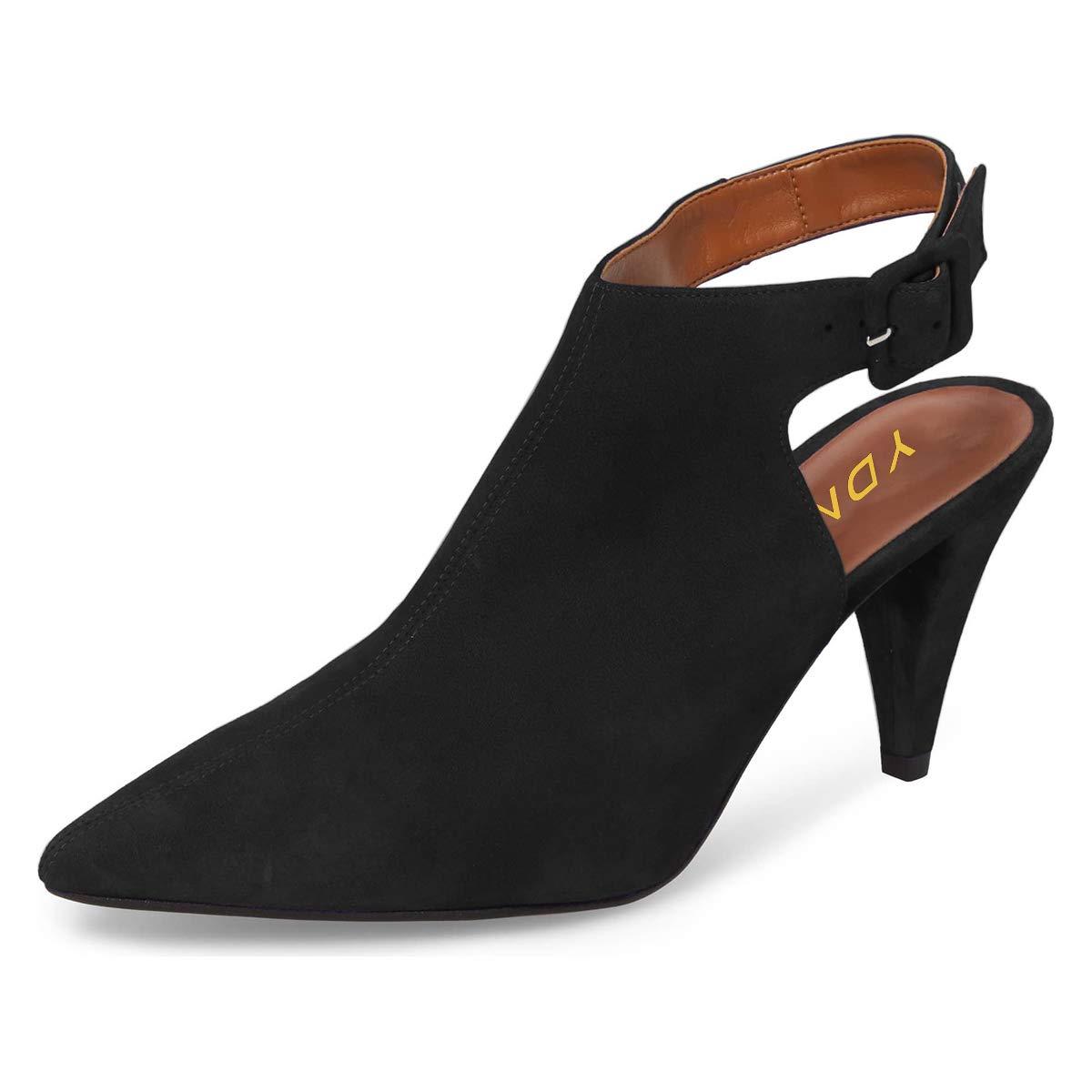 Stylish Vegan Suede Ankle Strap Slingback Cone Heel Summer Boots Nicepairs