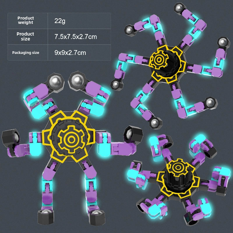 Gyro Toy Children’s Boy’s Transformable Luminous Puzzle Mechanical Fingertip Finger Rotation Decompression Boy’s Toy