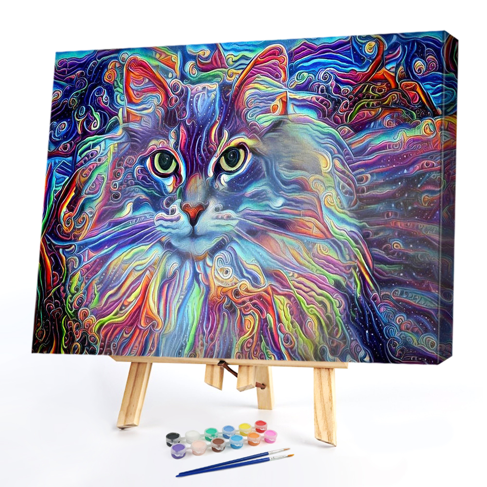 

50*40CM - Paint By Numbers - Psychedelic Cat, 501 Original