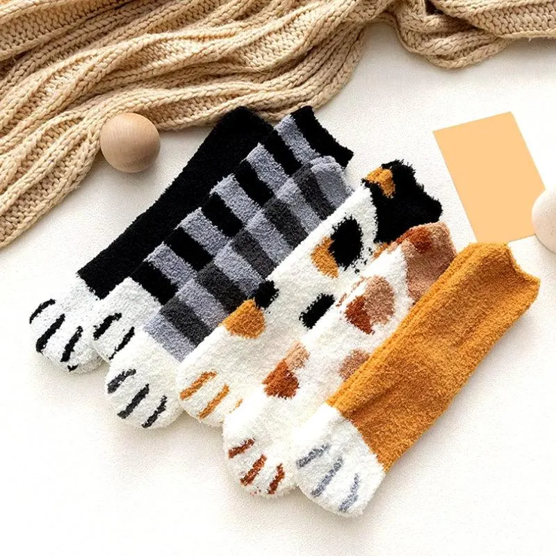 Brownm Paw Plush Socks