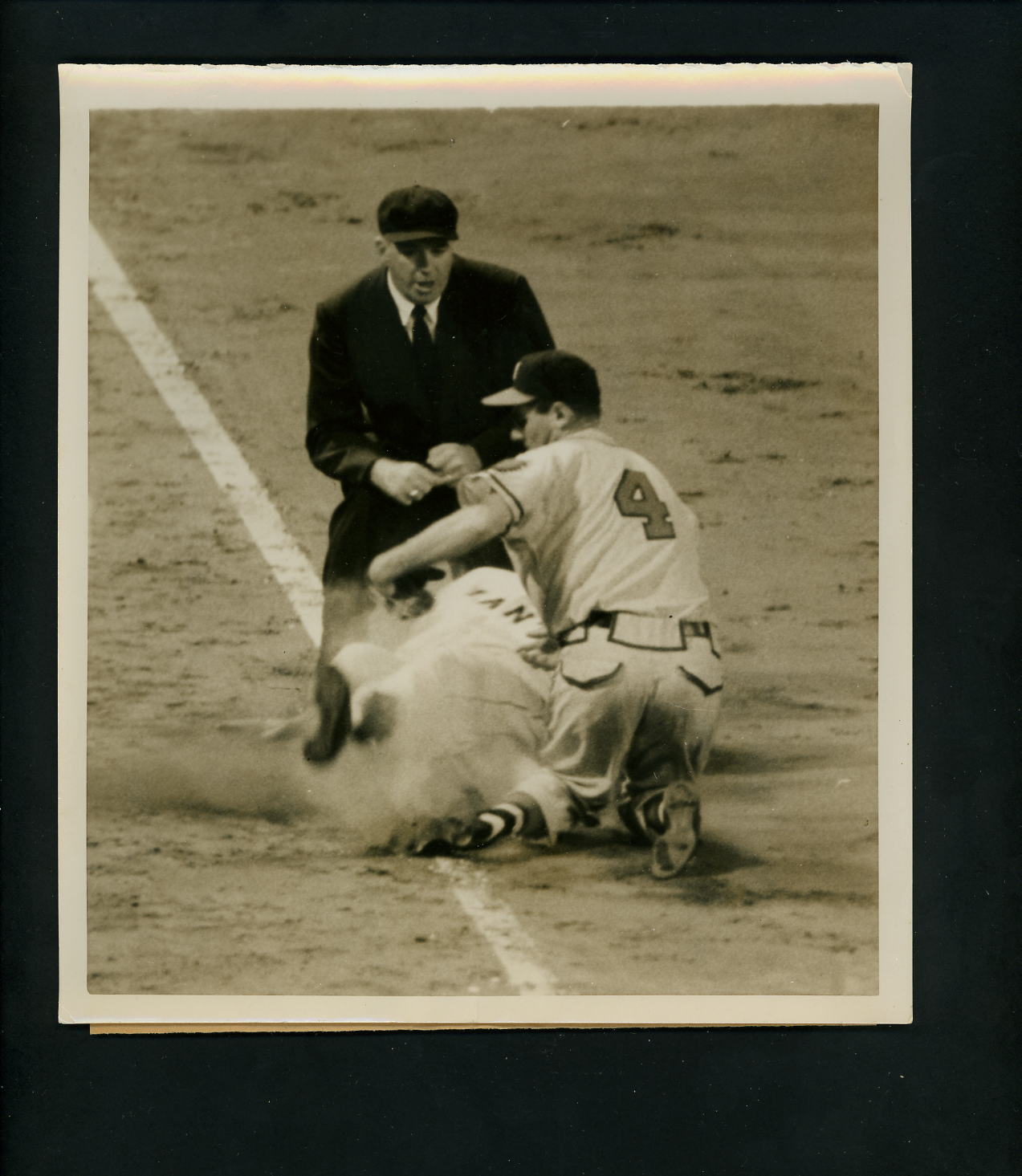 Danny O'Connell Bill Taylor Umpire Tom Gorman 1954 Press Photo Poster painting Milwaukee Braves