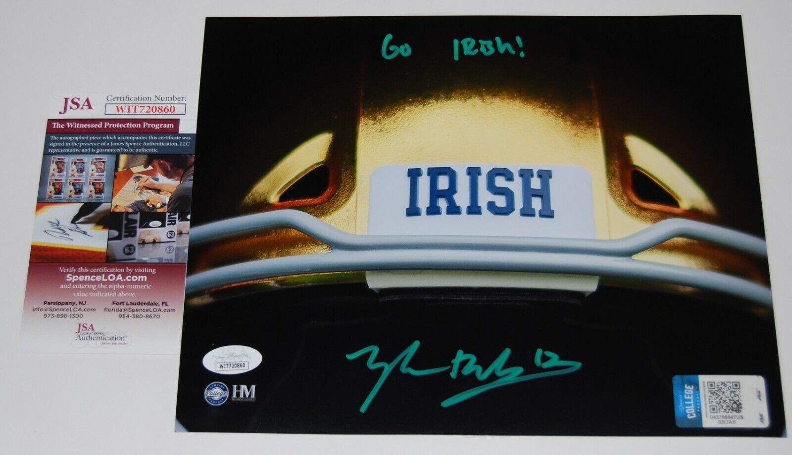 TYLER BUCHNER signed (NOTRE DAME FIGHTING IRISH) 8x10 Photo Poster painting JSA WITNESSED