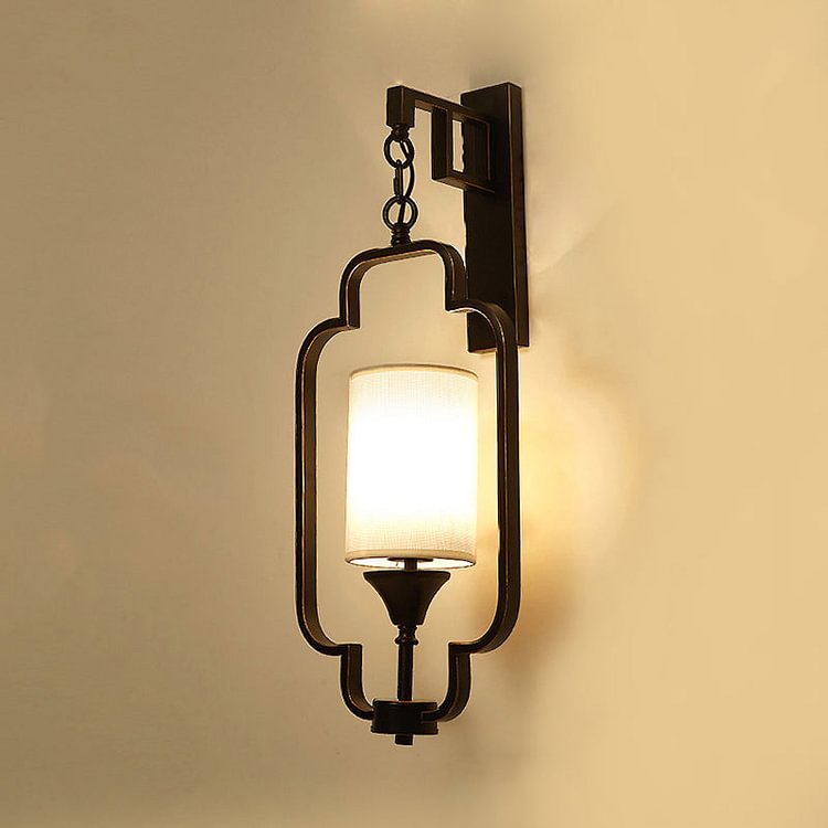 1 Light Wall Light Fixture Traditional Style Cylinder Metal Sconce in Black/Gold for Bedroom