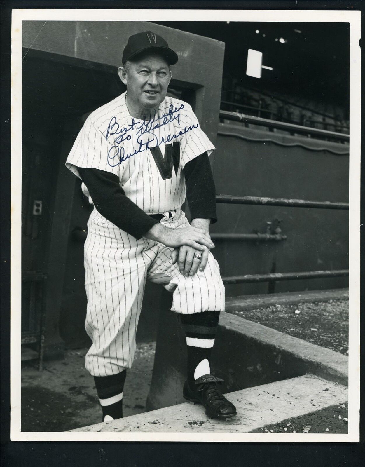 Chuck Dressen Signed Type 1 Don Wingfield 8 x 10 Press Original Photo Poster painting Senators