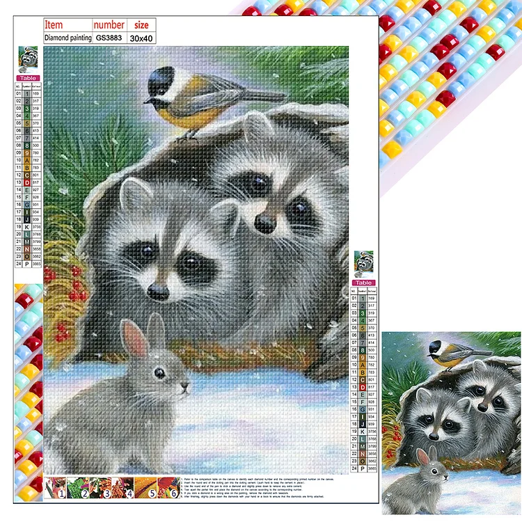 Raccoon In Snow Scene 30*40CM (Canvas) Full Square Drill Diamond Painting gbfke