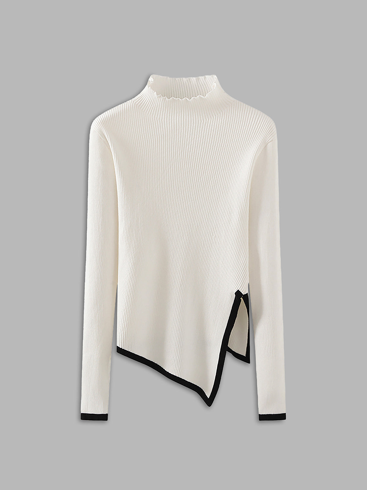 Rotimia Asymmetrical Trim Mock Neck Sweater