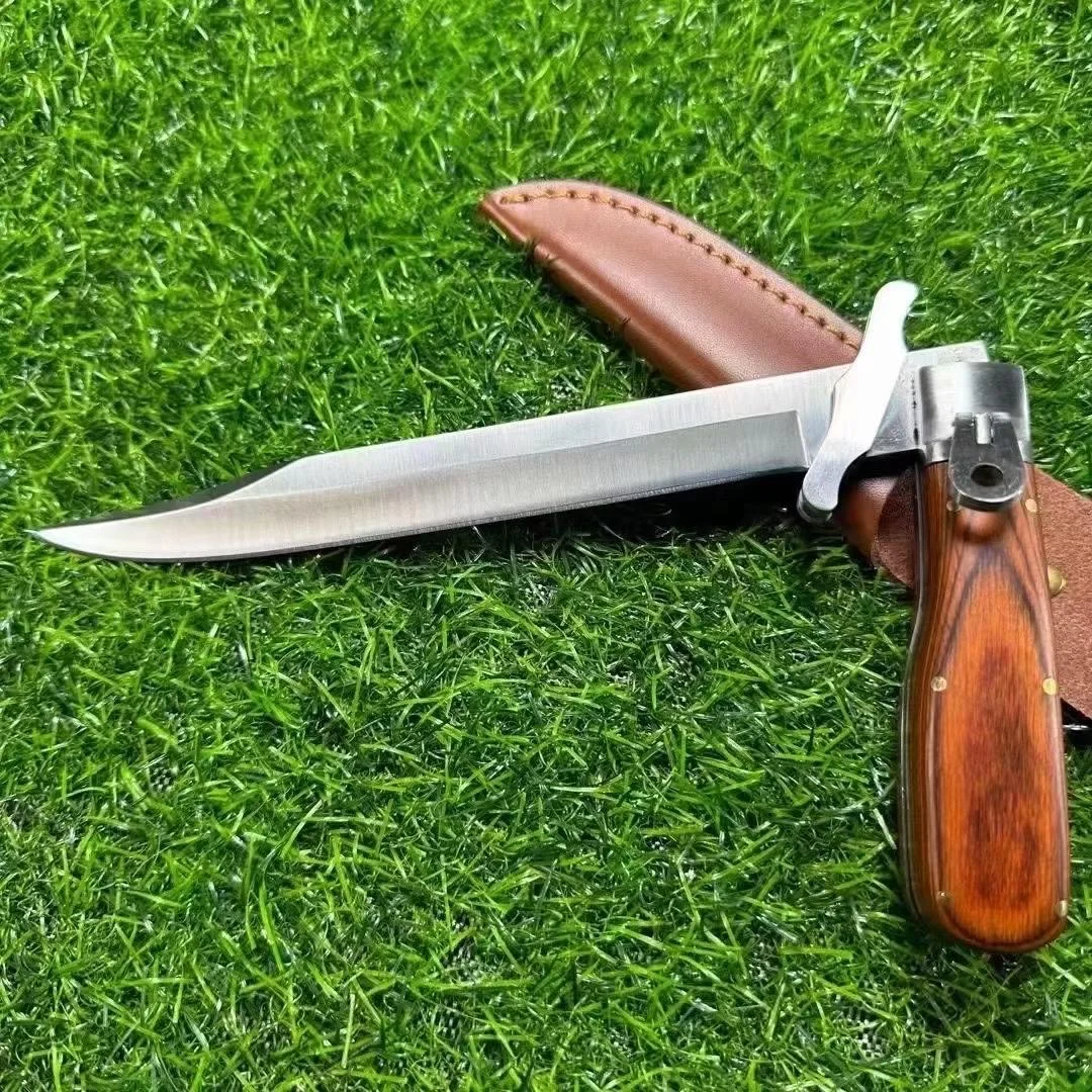 Longquan integrated keel hand-forged embroidered spring knife, ox tail knife, one-piece folding knife